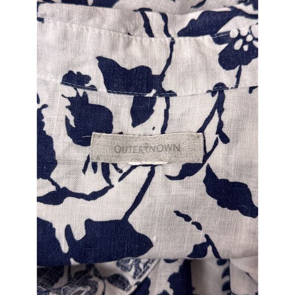 Outerknown Top Medium Womens Floral Linen Long Sleeve Button Shirt - Picture 9 of 10